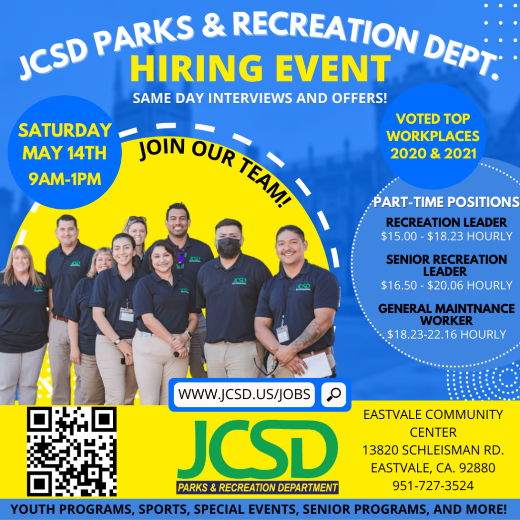 HIRING EVENT JCSD P&R hiring event flyer