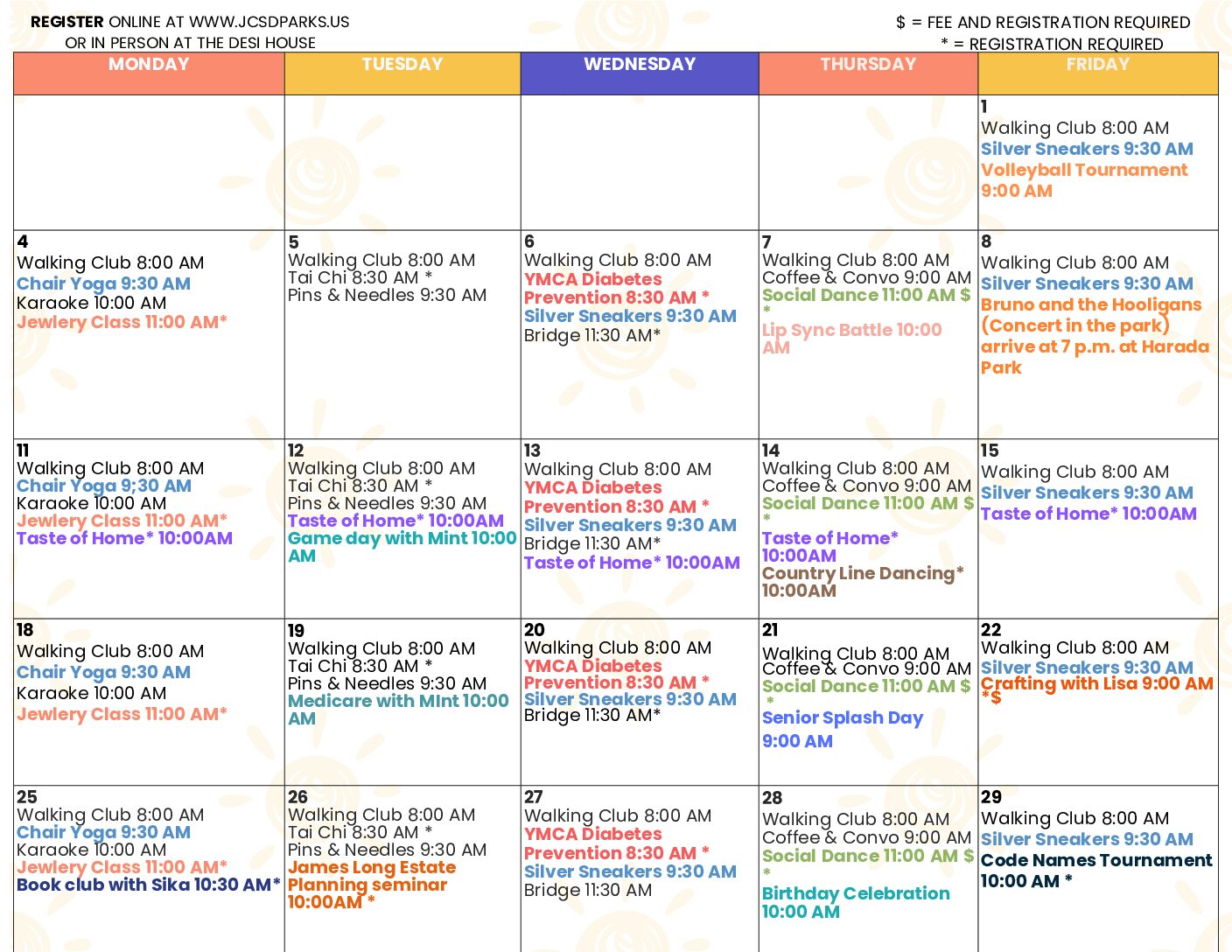 August Senior Snapshot calendar