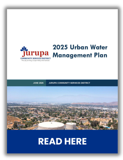 Cover of JCSD's 2025 Urban Water Management Plan with a "Read Here" caption